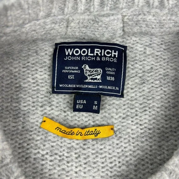 Woolrich Sweater Mens Small Gray Mix Wool/Nylon Pullover Crewneck Italy